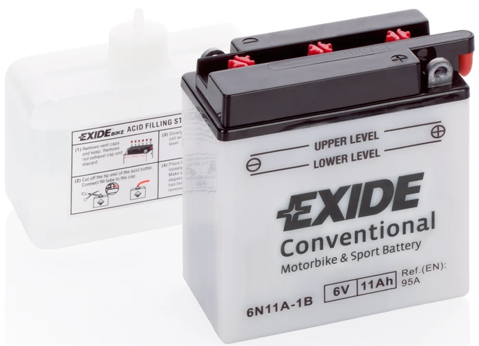 Мотоаккумулятор EXIDE Conventional 6-N63B-1 (6 ВОЛЬТ), 11 А·ч, 95 А AKB4525