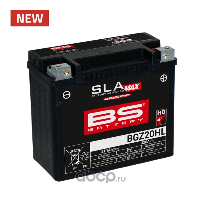 Мотоаккумулятор BS Battery SLA MAX 21 А·ч (YTX20HL) AKB1500