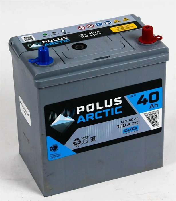 Аккумулятор POLUS ARCTIC 6СТ-40.0 (40B19L) тонкие клеммы, 300 А AKB4223