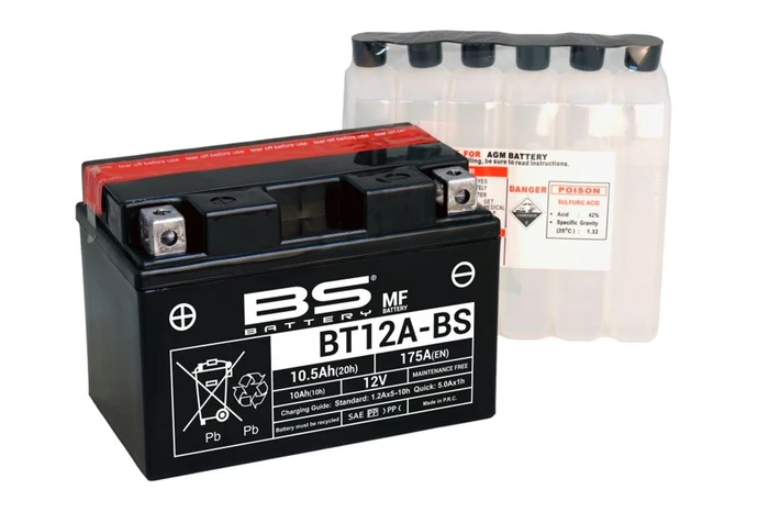 Мотоаккумулятор BS Battery AGM 10 А·ч 175 А (YT12A-BS) BT12A-BS AKB3803