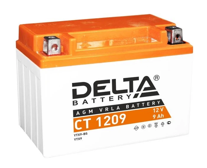Мотоаккумулятор DELTA CT1209, 9 А·ч, 135 А AKB3779